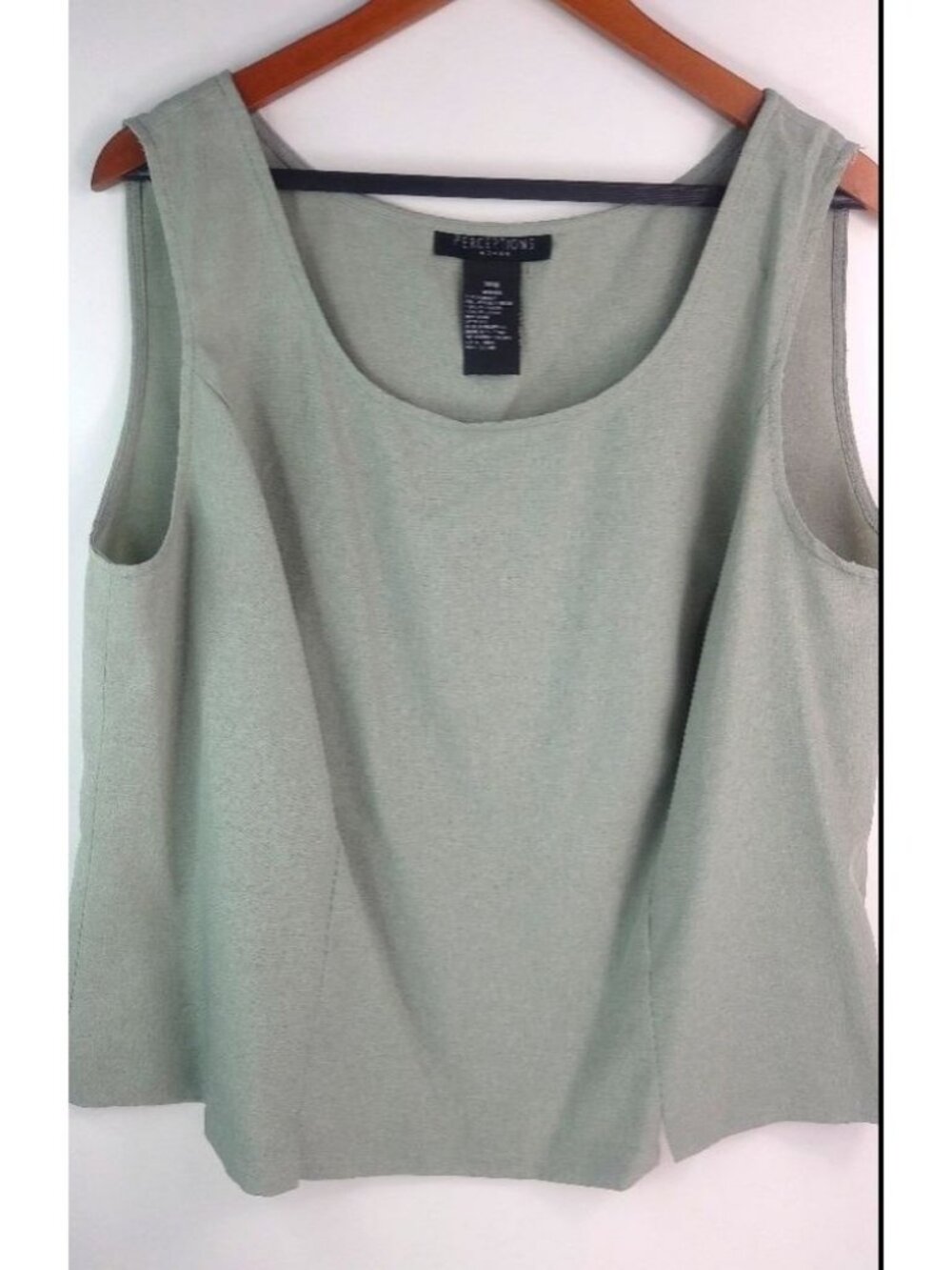 Perceptions 18W Green Sleeveless Shell Top Plus